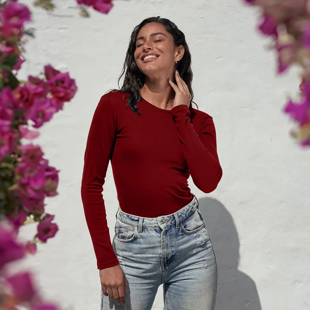 Women's Organic Pima Cotton Long Sleeve Shirt 55