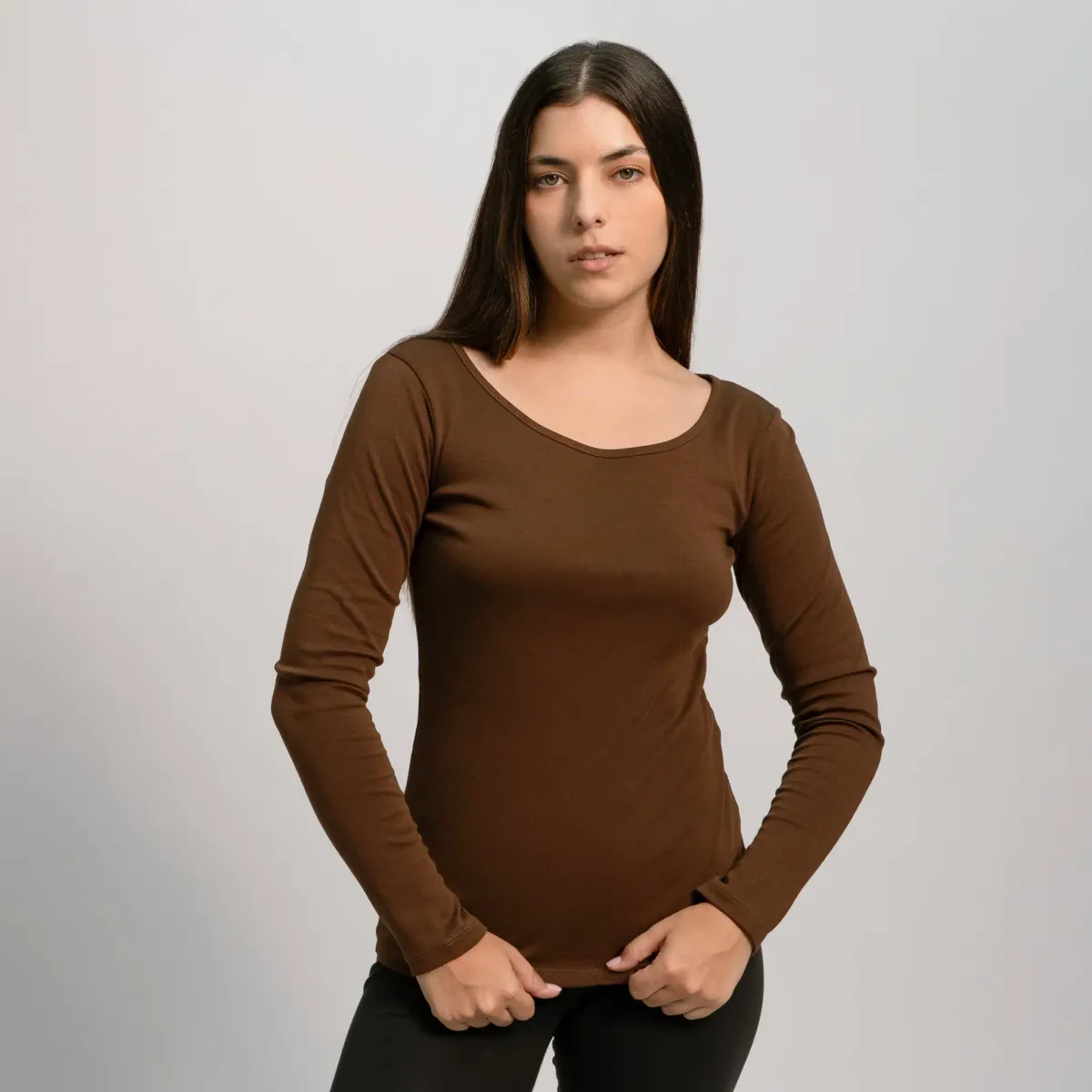 Women's Organic Pima Cotton Scoop Neck Long Sleeve