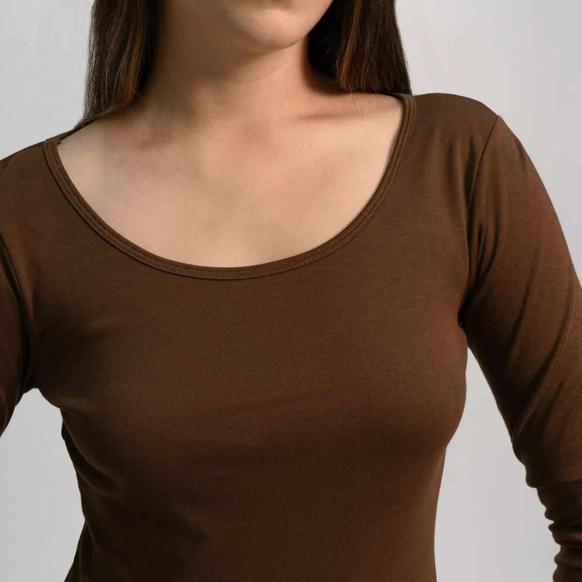 Women's Organic Pima Cotton Scoop Neck Long Sleeve 14