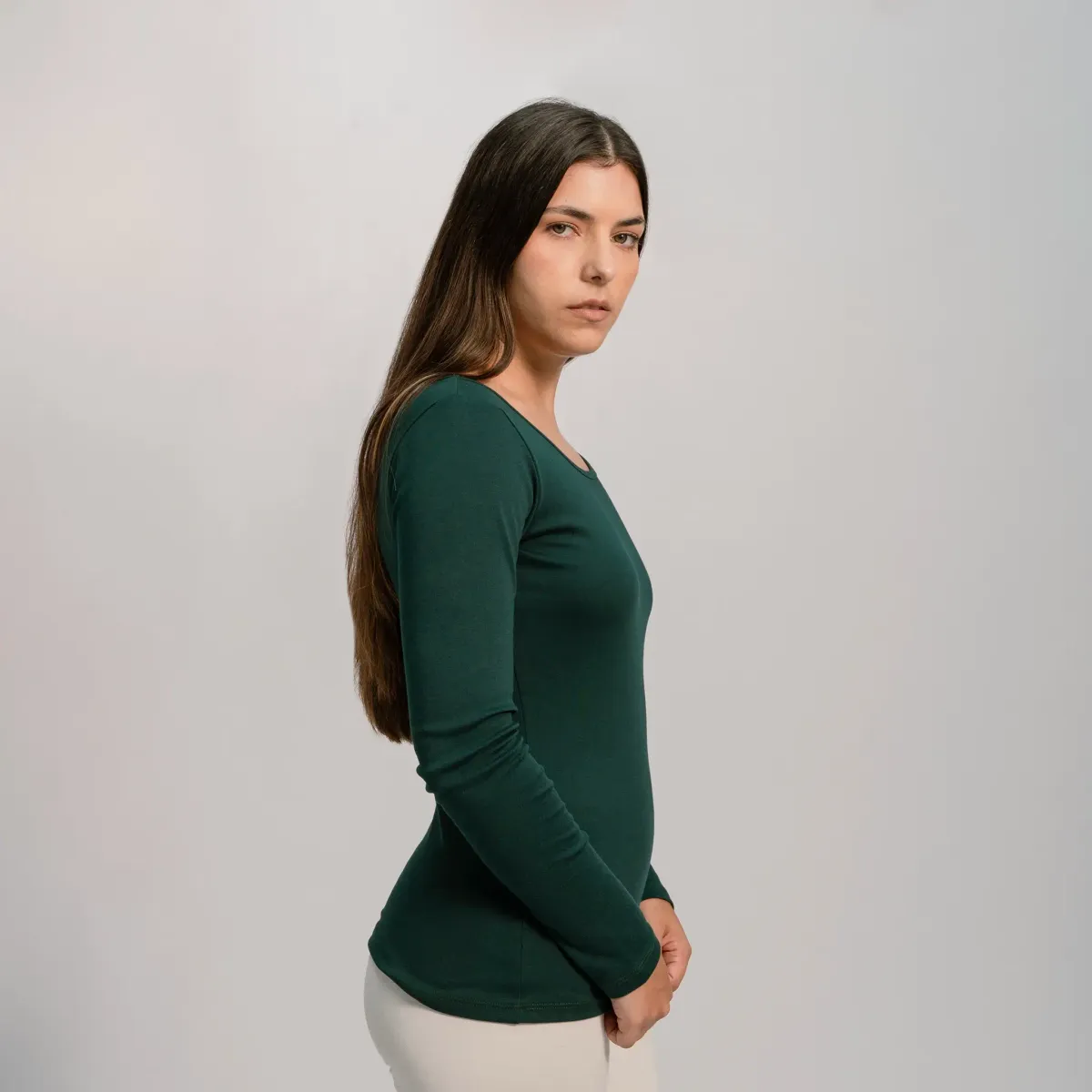 Women's Organic Pima Cotton Scoop Neck Long Sleeve 16