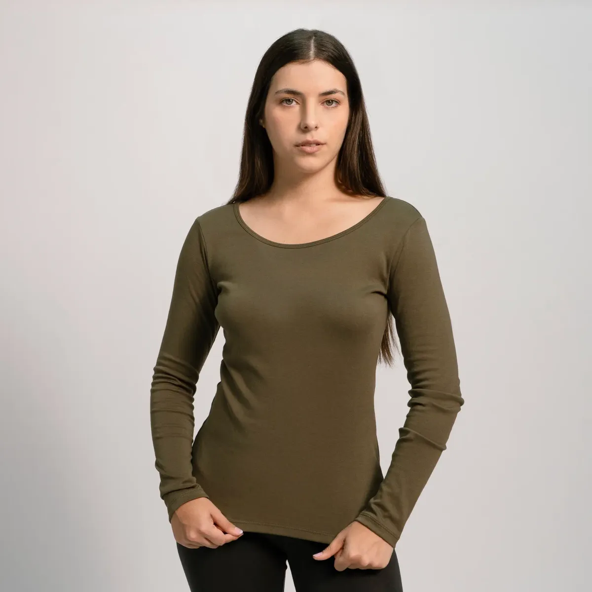 Women's Organic Pima Cotton Scoop Neck Long Sleeve 19
