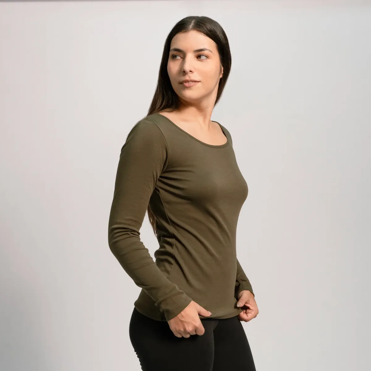 Women's Organic Pima Cotton Scoop Neck Long Sleeve 20
