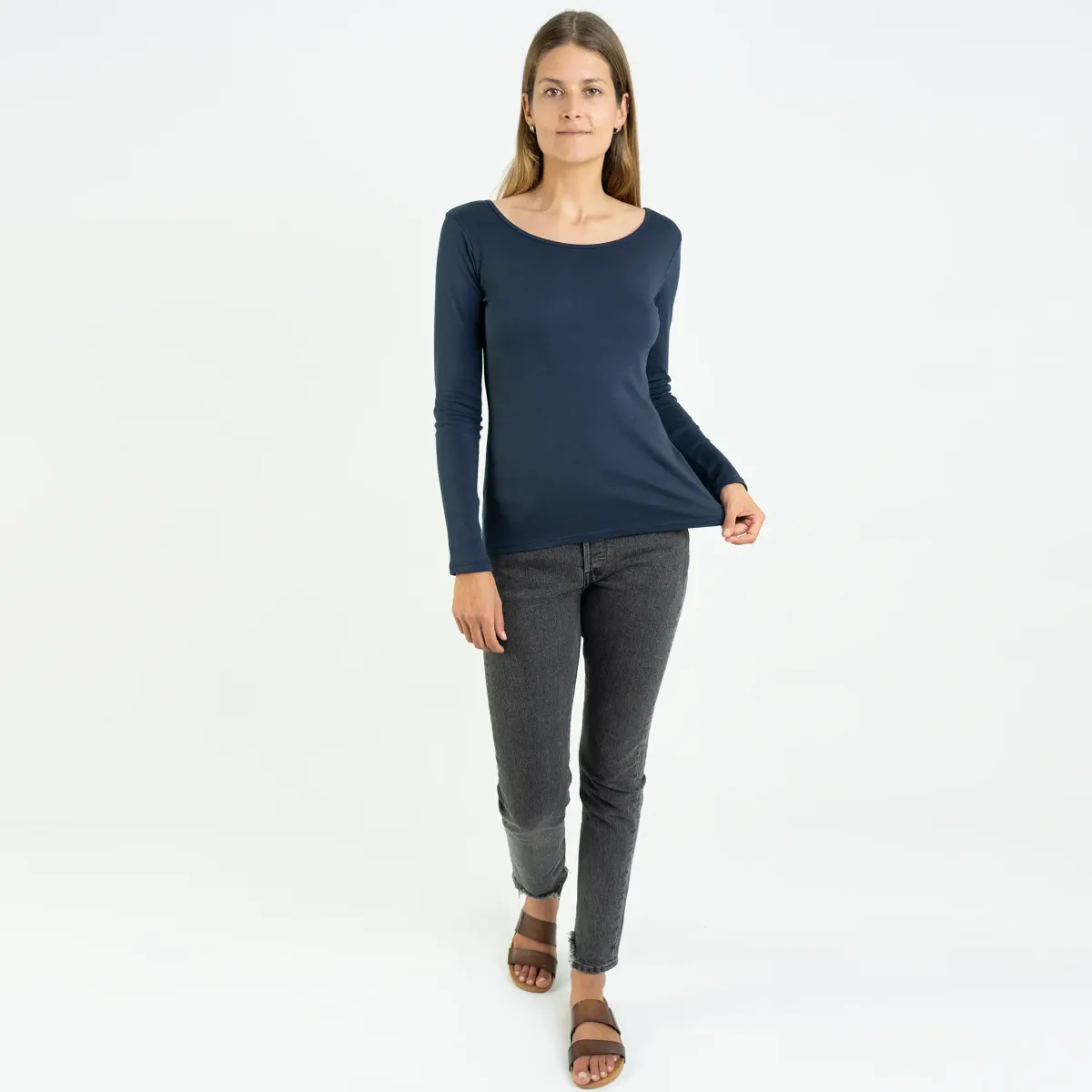 Women's Organic Pima Cotton Scoop Neck Long Sleeve 3