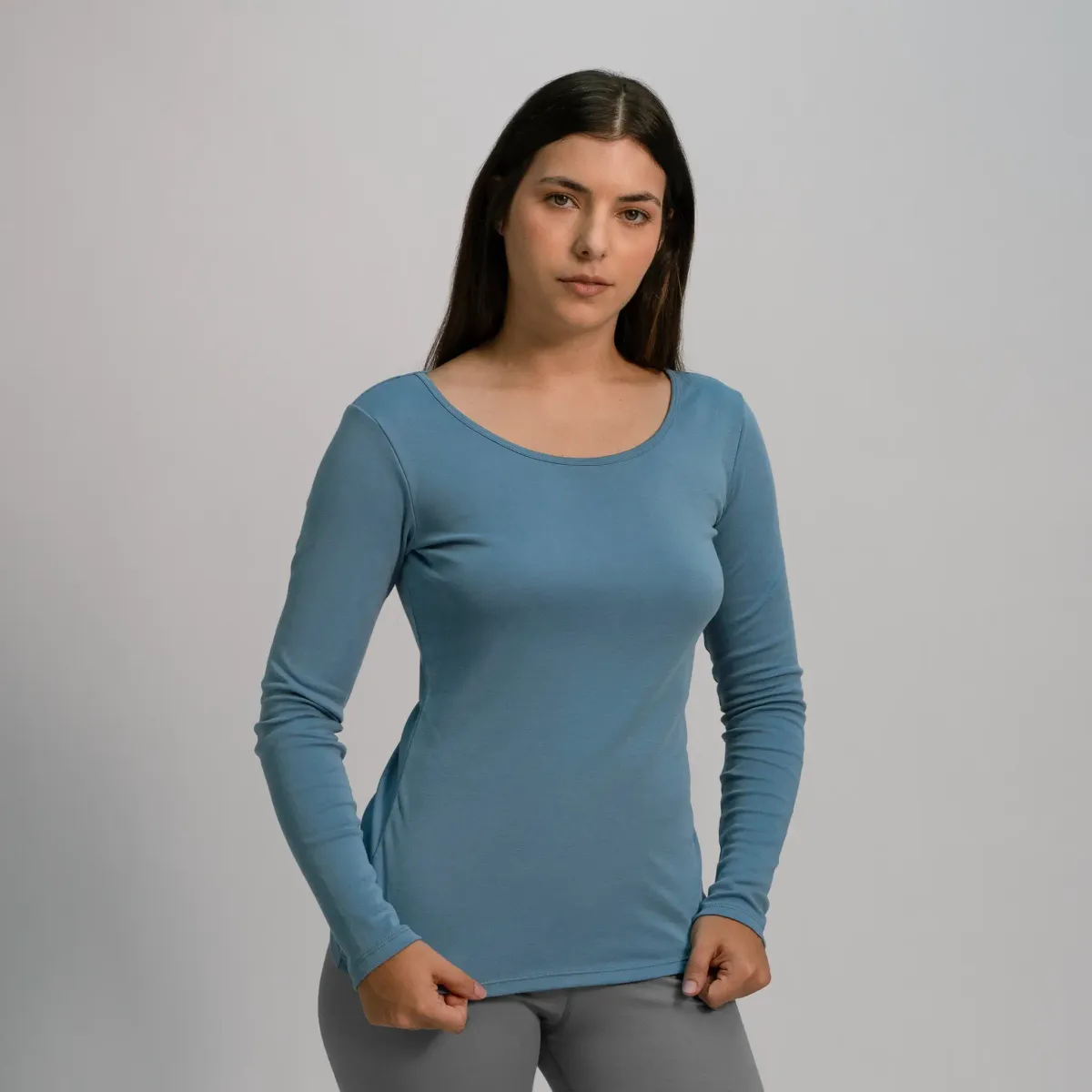 Women's Organic Pima Cotton Scoop Neck Long Sleeve 23