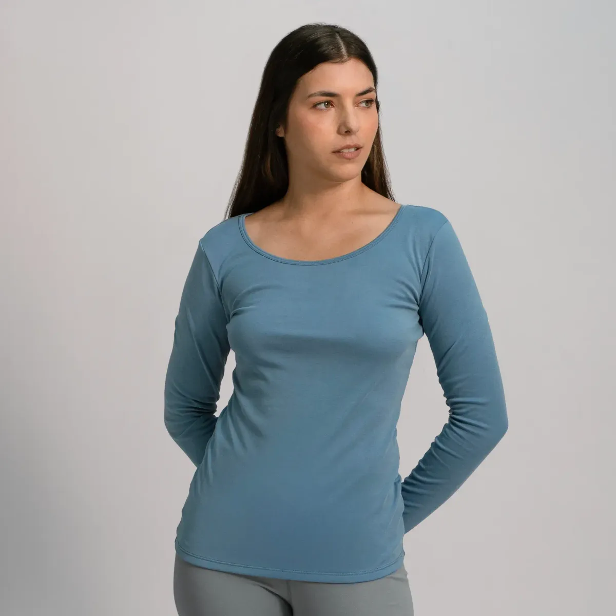 Women's Organic Pima Cotton Scoop Neck Long Sleeve 24