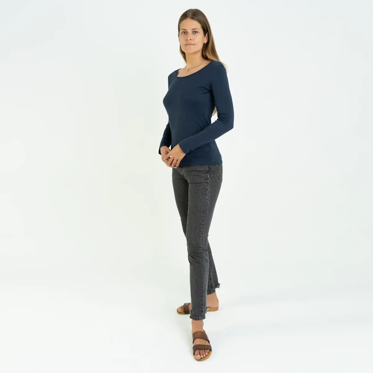 Women's Organic Pima Cotton Scoop Neck Long Sleeve 4