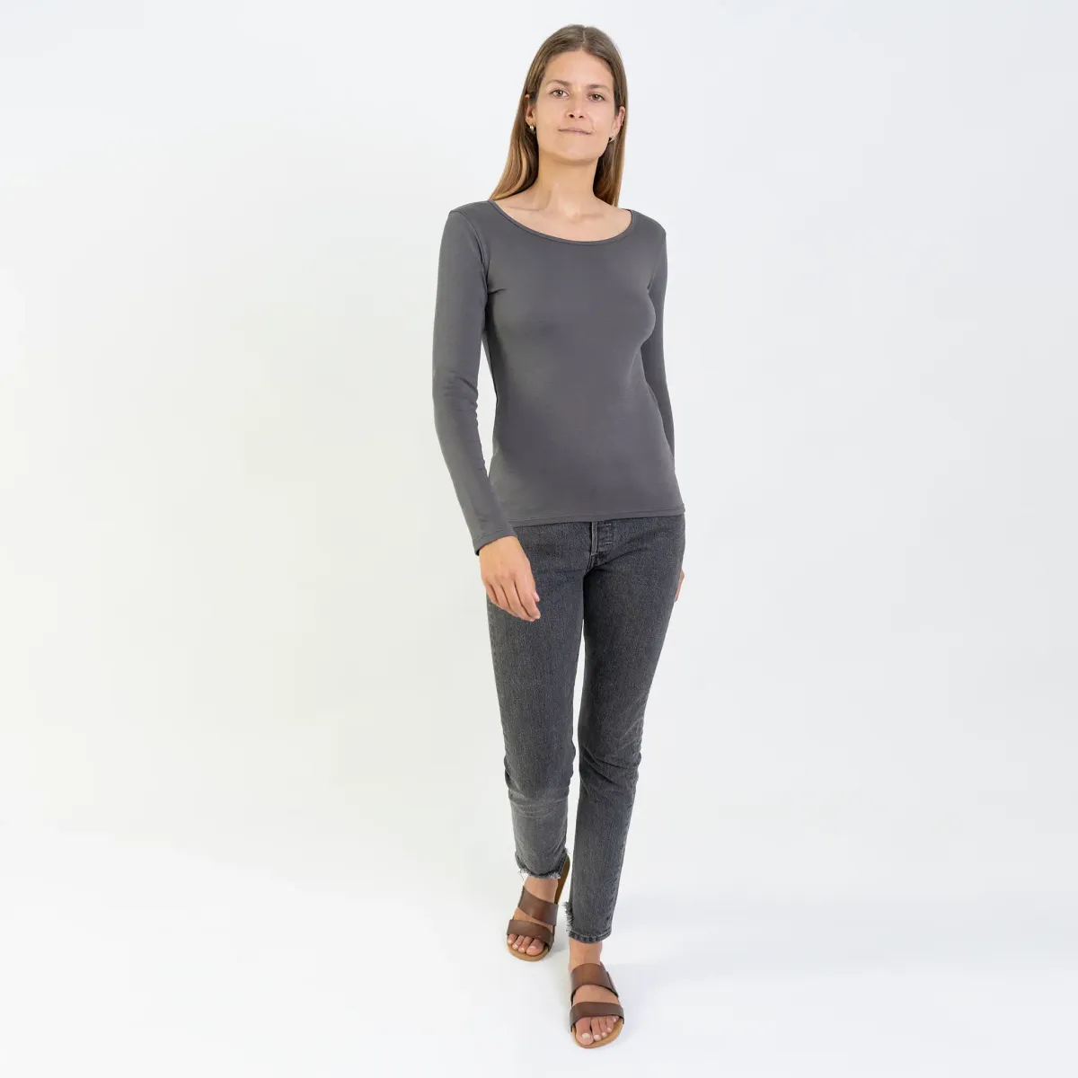 Women's Organic Pima Cotton Scoop Neck Long Sleeve 7