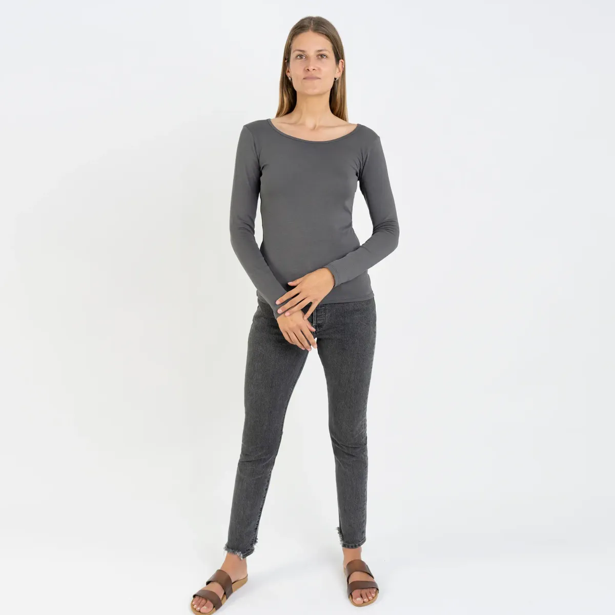 Women's Organic Pima Cotton Scoop Neck Long Sleeve 8