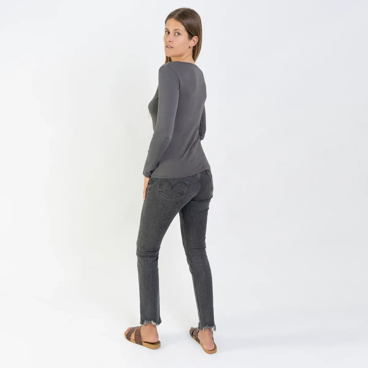 Women's Organic Pima Cotton Scoop Neck Long Sleeve 9