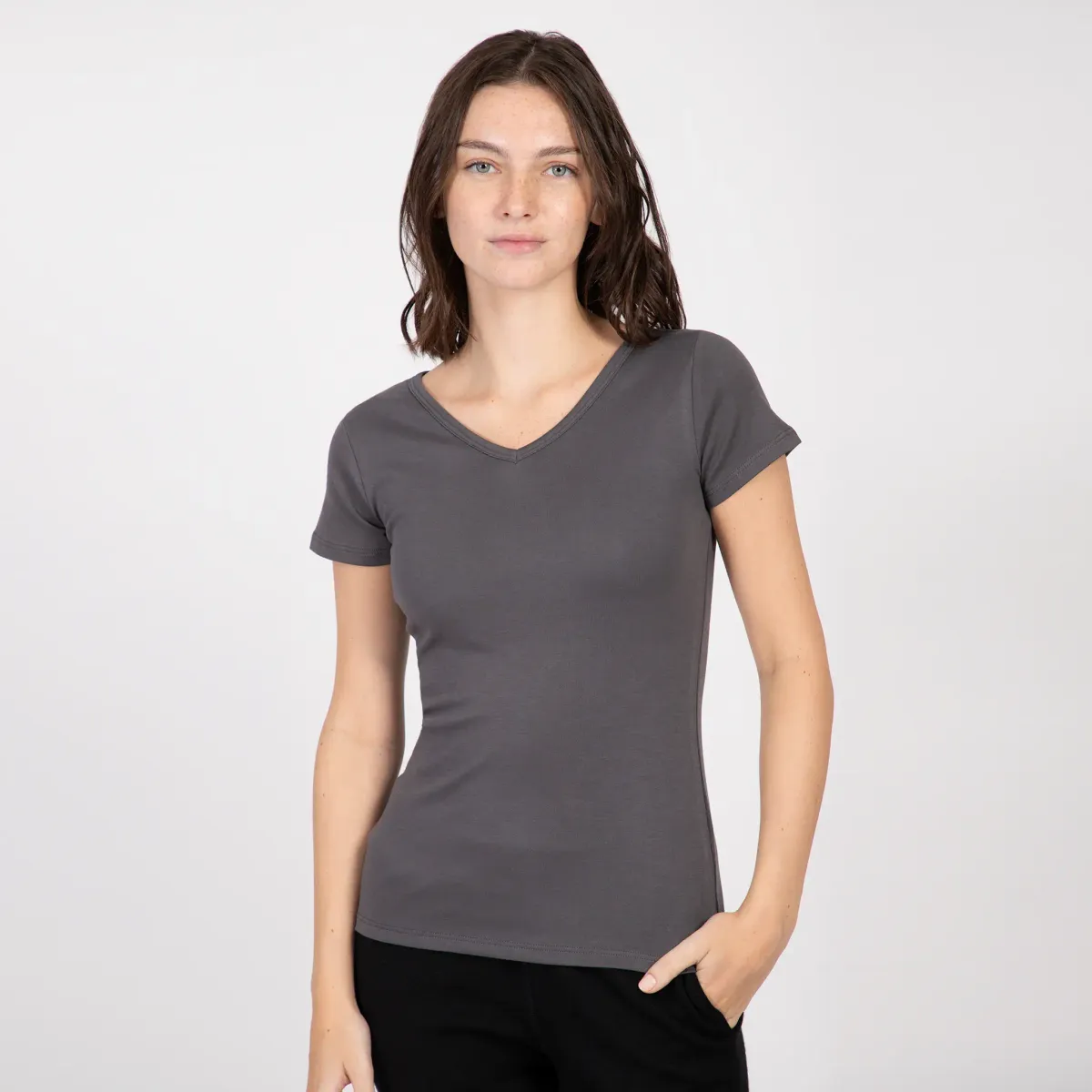 Women's Organic Pima Cotton V-Neck T-Shirt 11