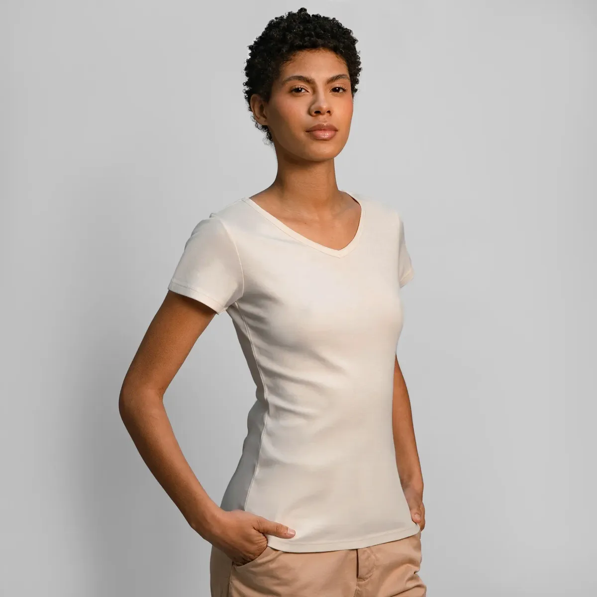 Women's Organic Pima Cotton V-Neck T-Shirt 43