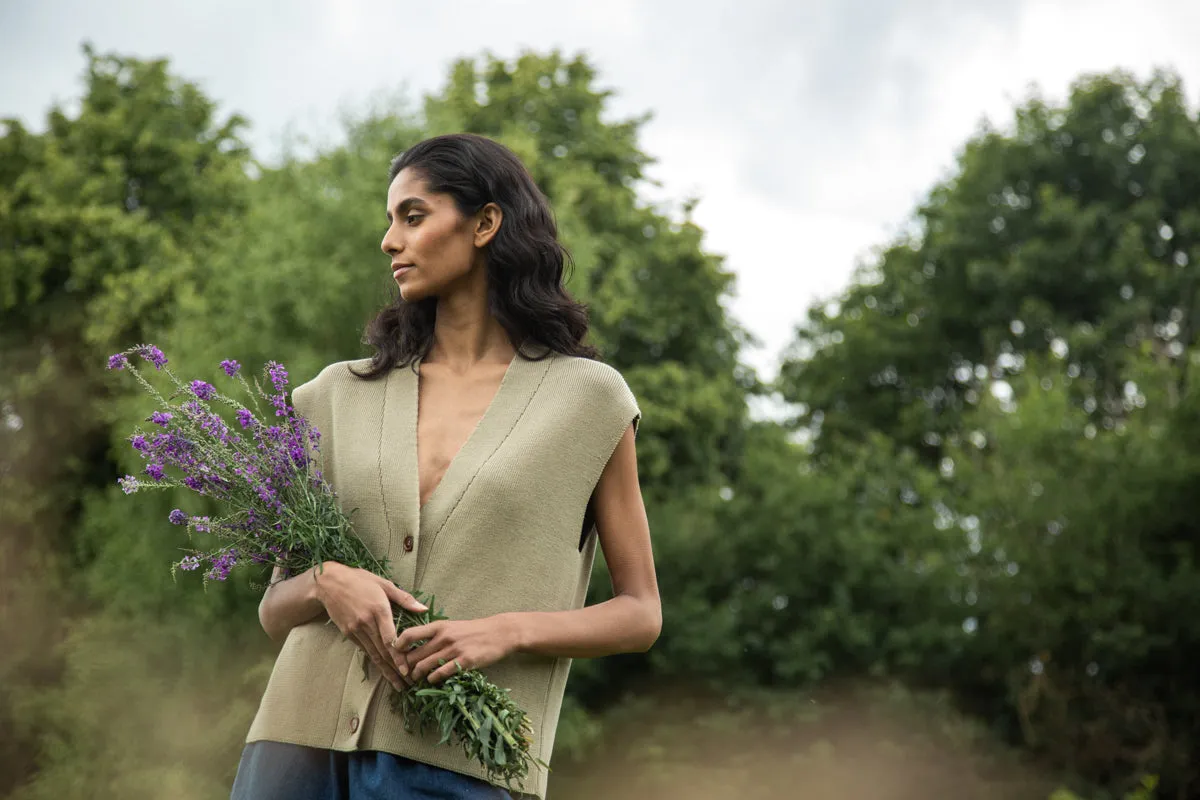 Aila Organic Cotton Knitted Vest in Taupe 5