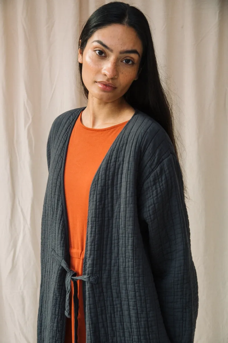 Akoya Organic Cotton Quilted Jacket in Charcoal 4