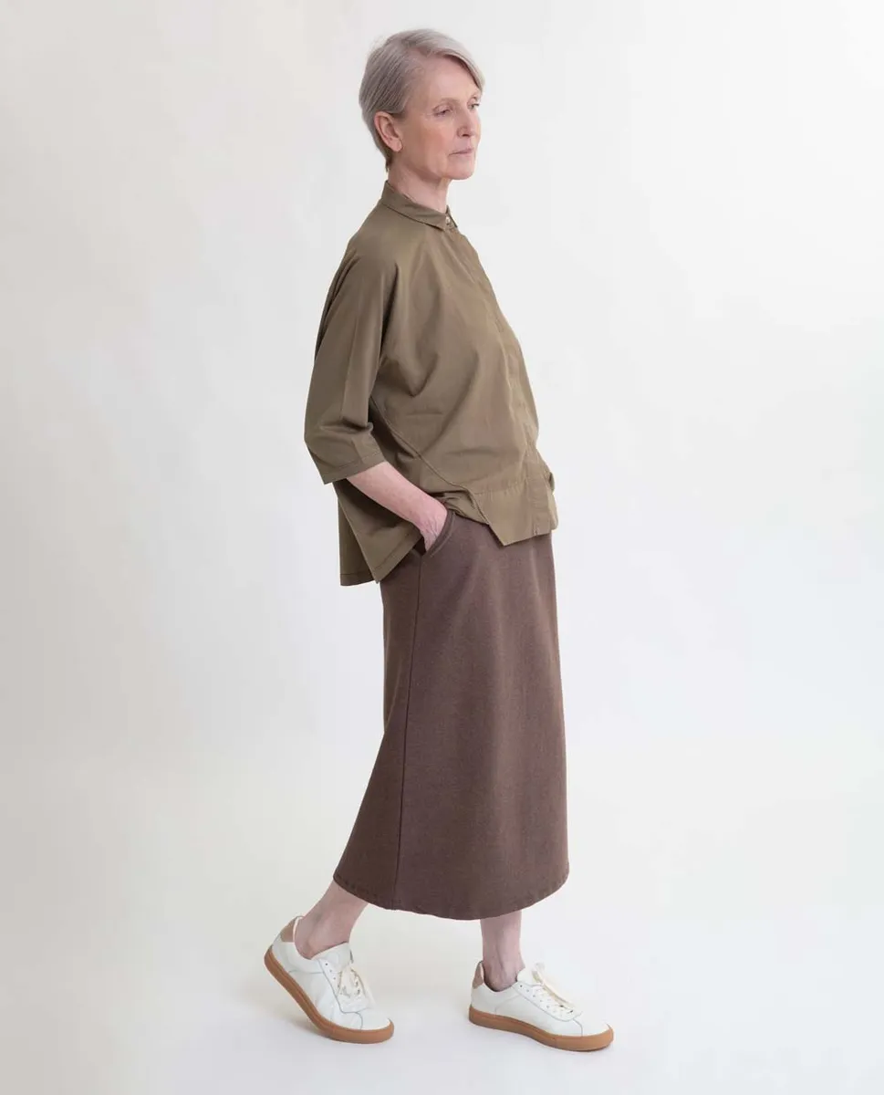 Ana Organic Cotton Skirt In Brown Marl 2