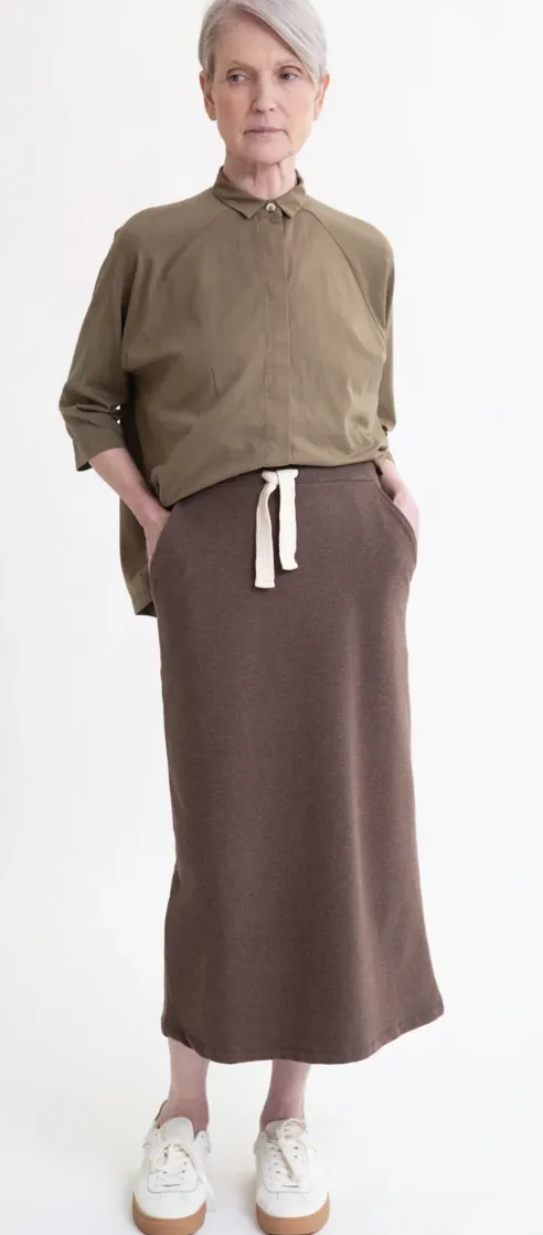 Ana Organic Cotton Skirt In Brown Marl 4