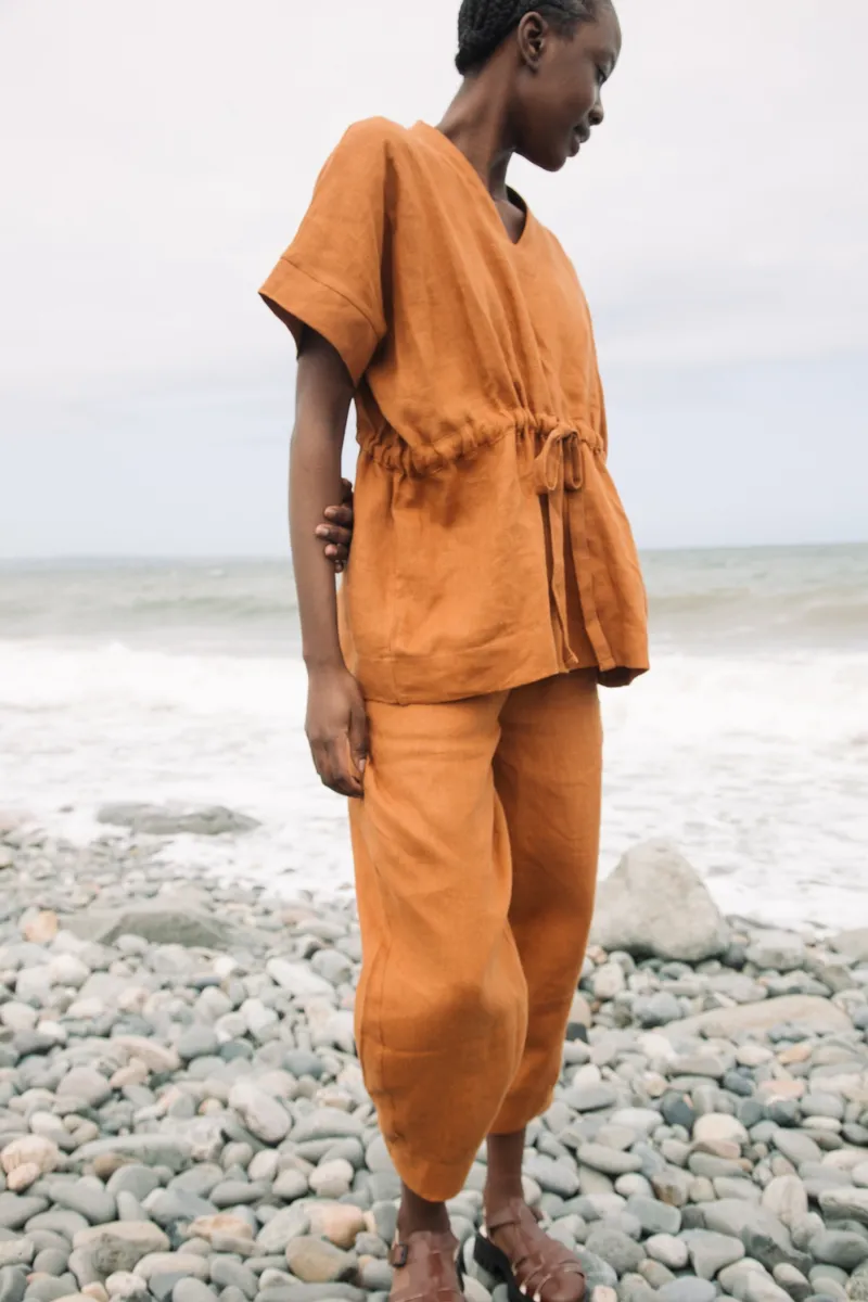 Asherah-May Linen Top in Pecan 2