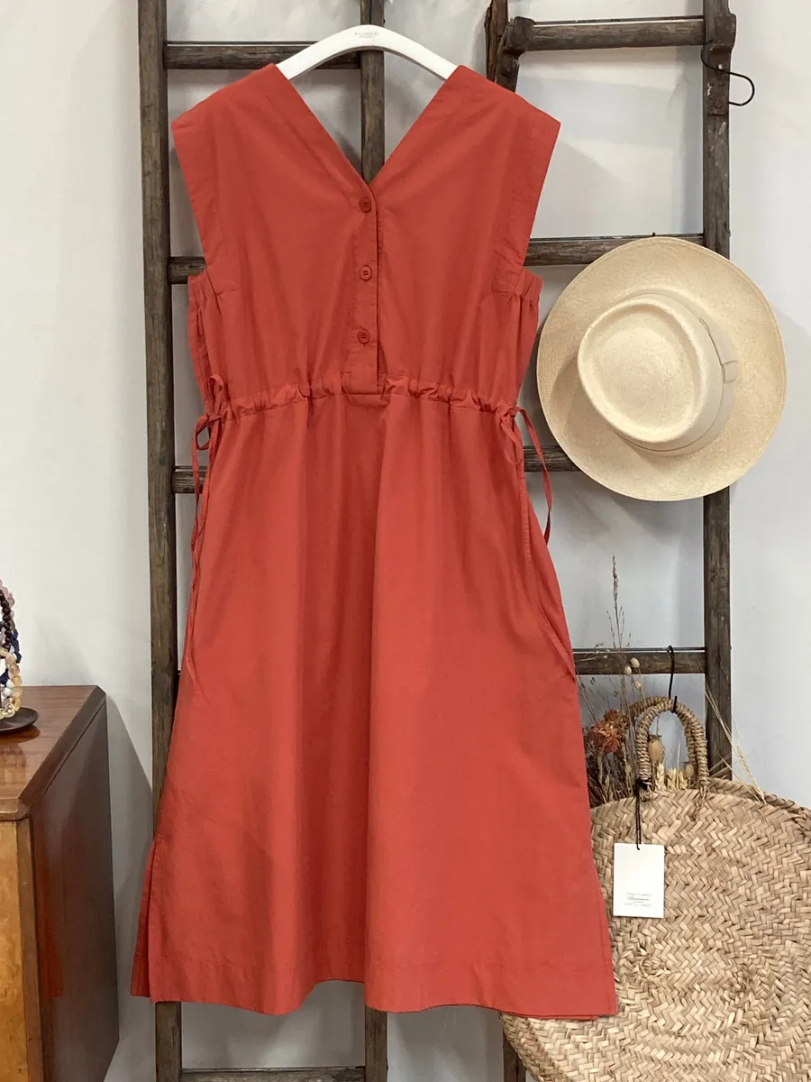 Athena Organic Cotton Dress in Rust 2