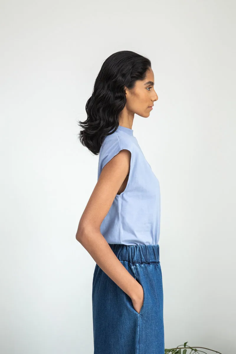 Aukai Organic Cotton Top in Washed Blue 4