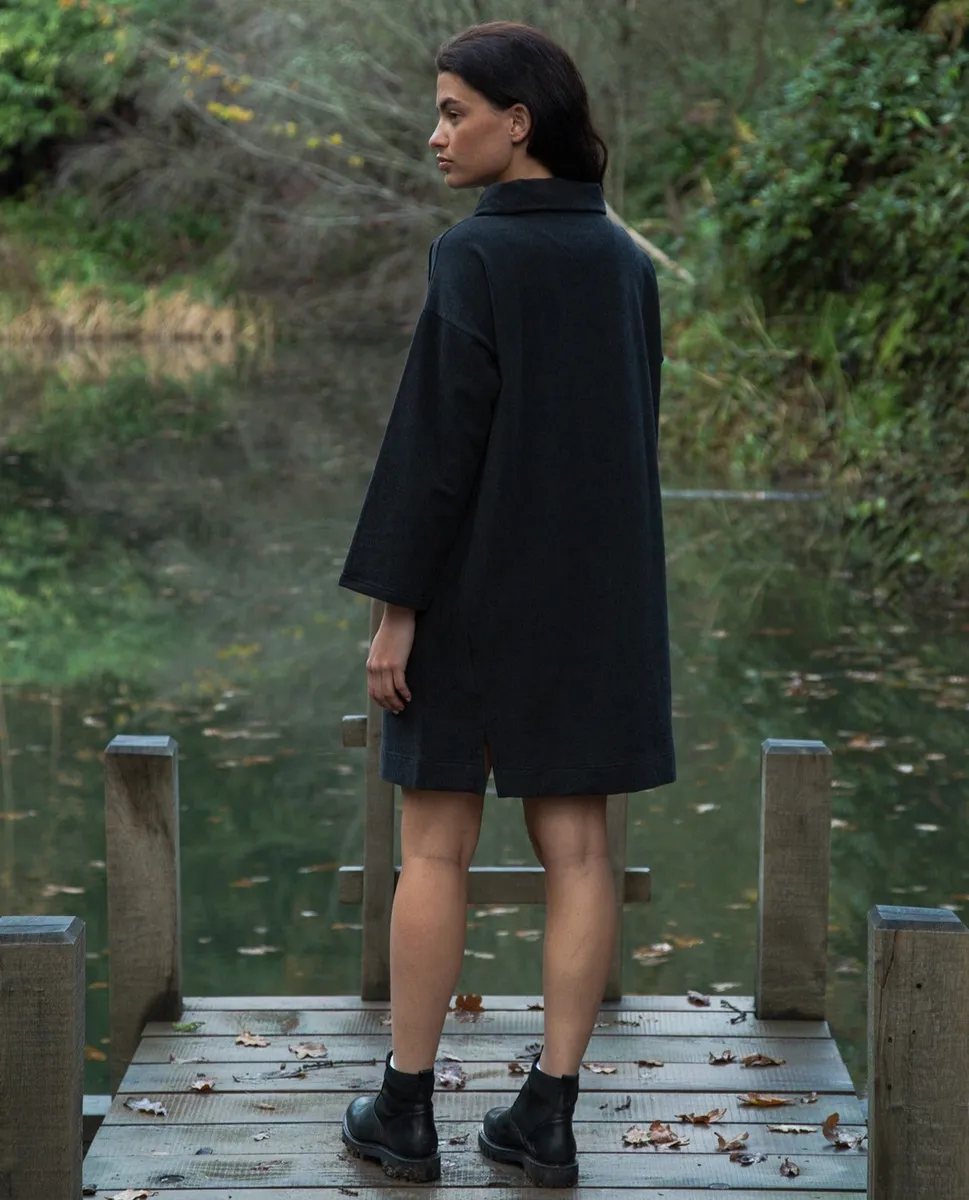 Ayse Organic Cotton Dress in Black Marl 2