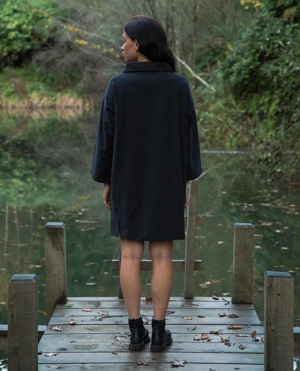 Ayse Organic Cotton Dress in Black Marl 3