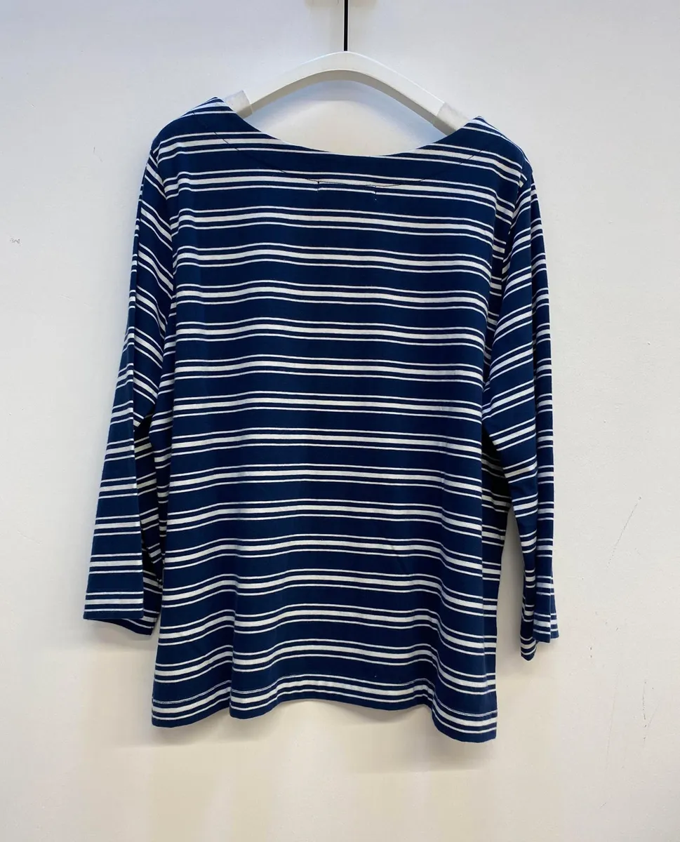 Babi Organic Cotton Stripe Top In Indigo & White Stripe 2