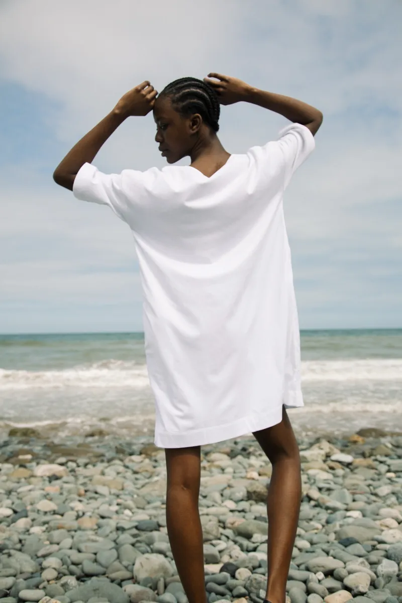 Cari-May Organic Cotton and Linen Dress in White 2