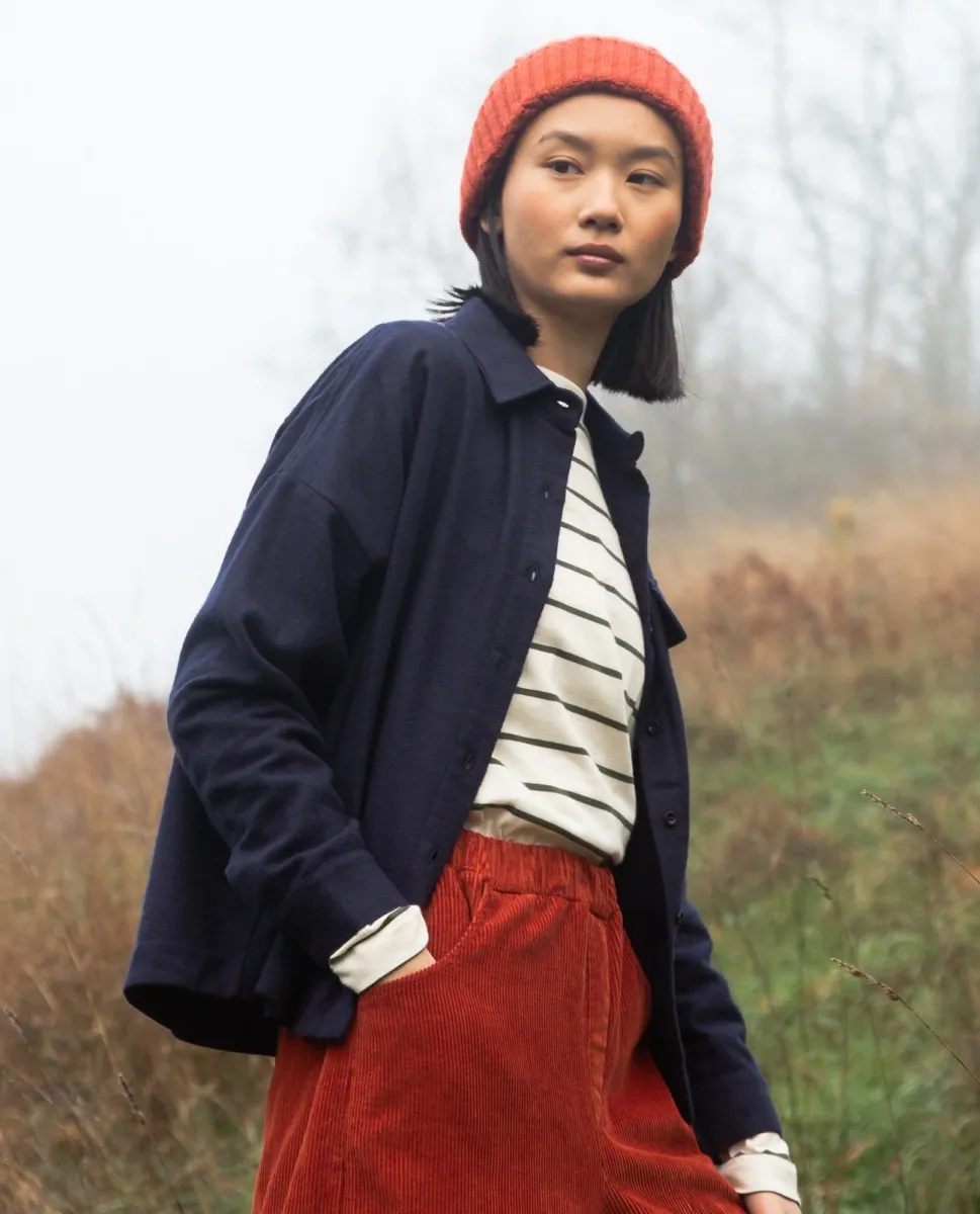 Carys-Jane Organic Cotton Brushed Twill Shirt in Night Sky 2