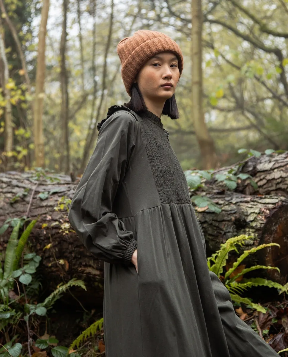 Cassia Organic Cotton Dress in Rosin Green 2