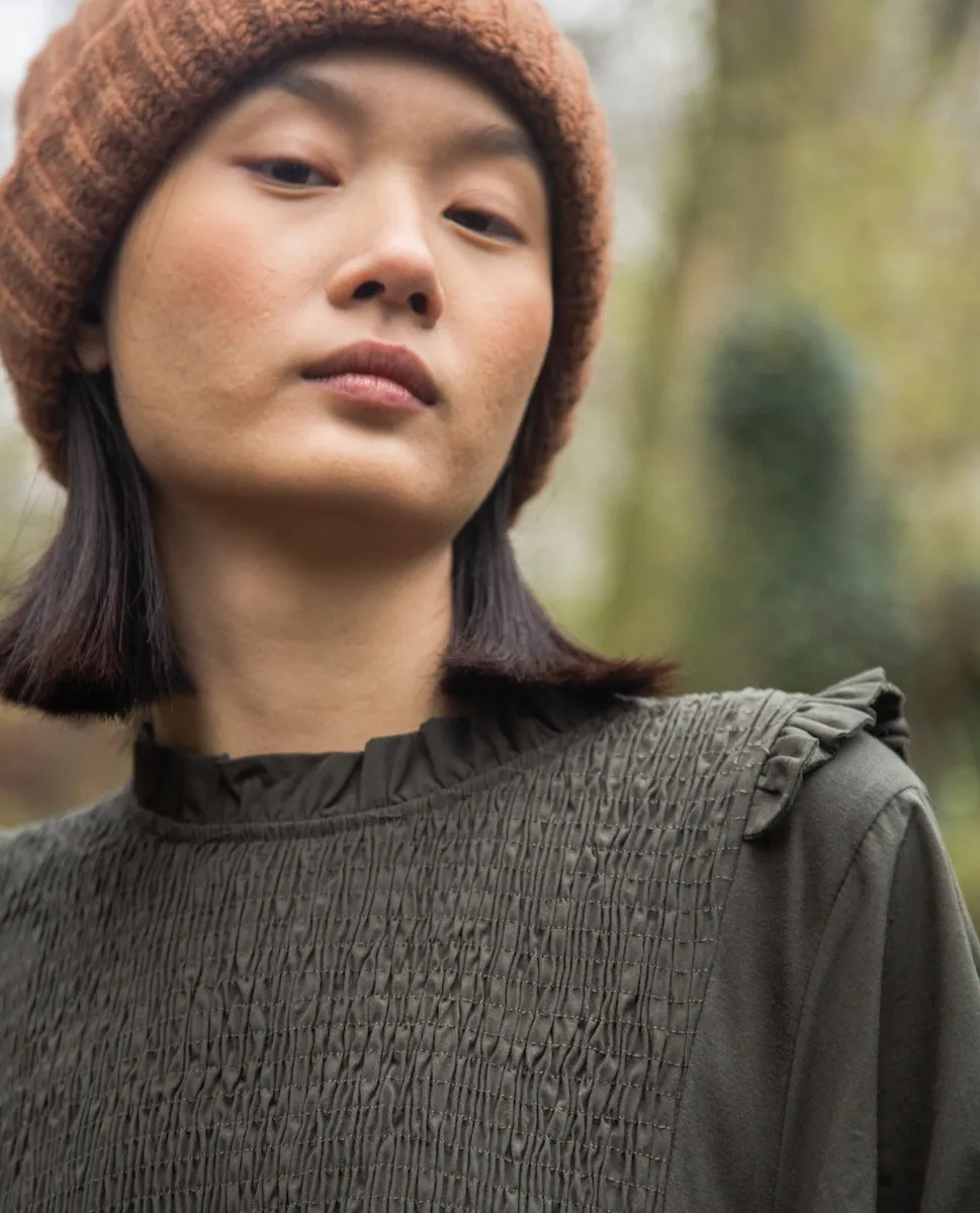 Cassia Organic Cotton Dress in Rosin Green 3