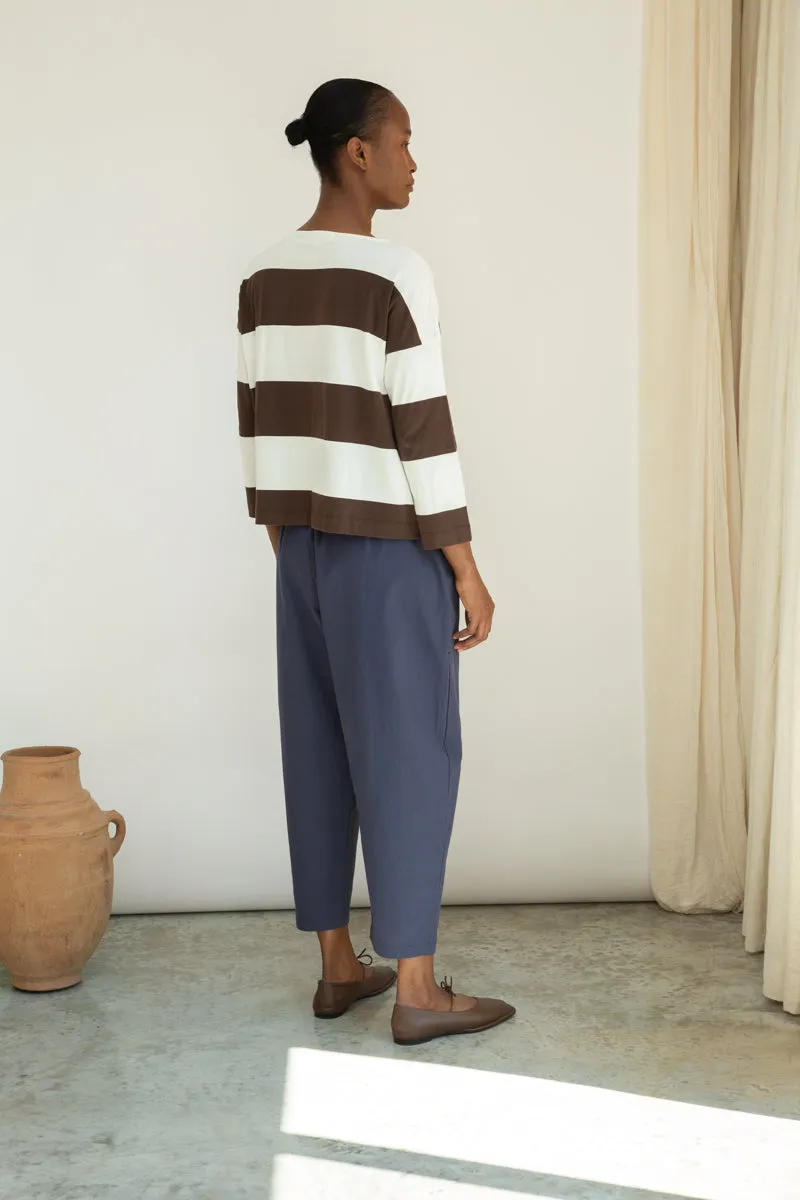 Cedar Organic Cotton Poplin Trouser in Midnight 4