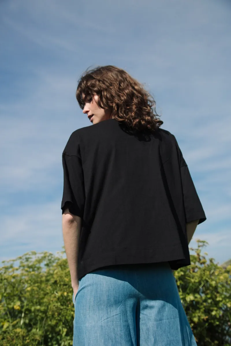 Chantari-May Organic Cotton and Linen Top in Black 3