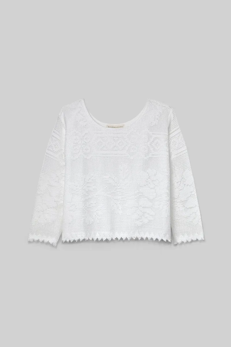 Daisy-Fay Cotton Lace Top in White by HANNAH BEAUMONT