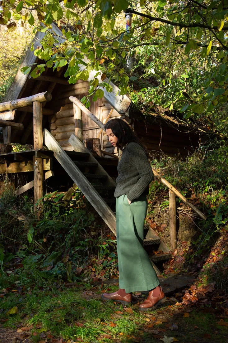 Danya Organic Cotton Twill Trouser in Washed Olive 2