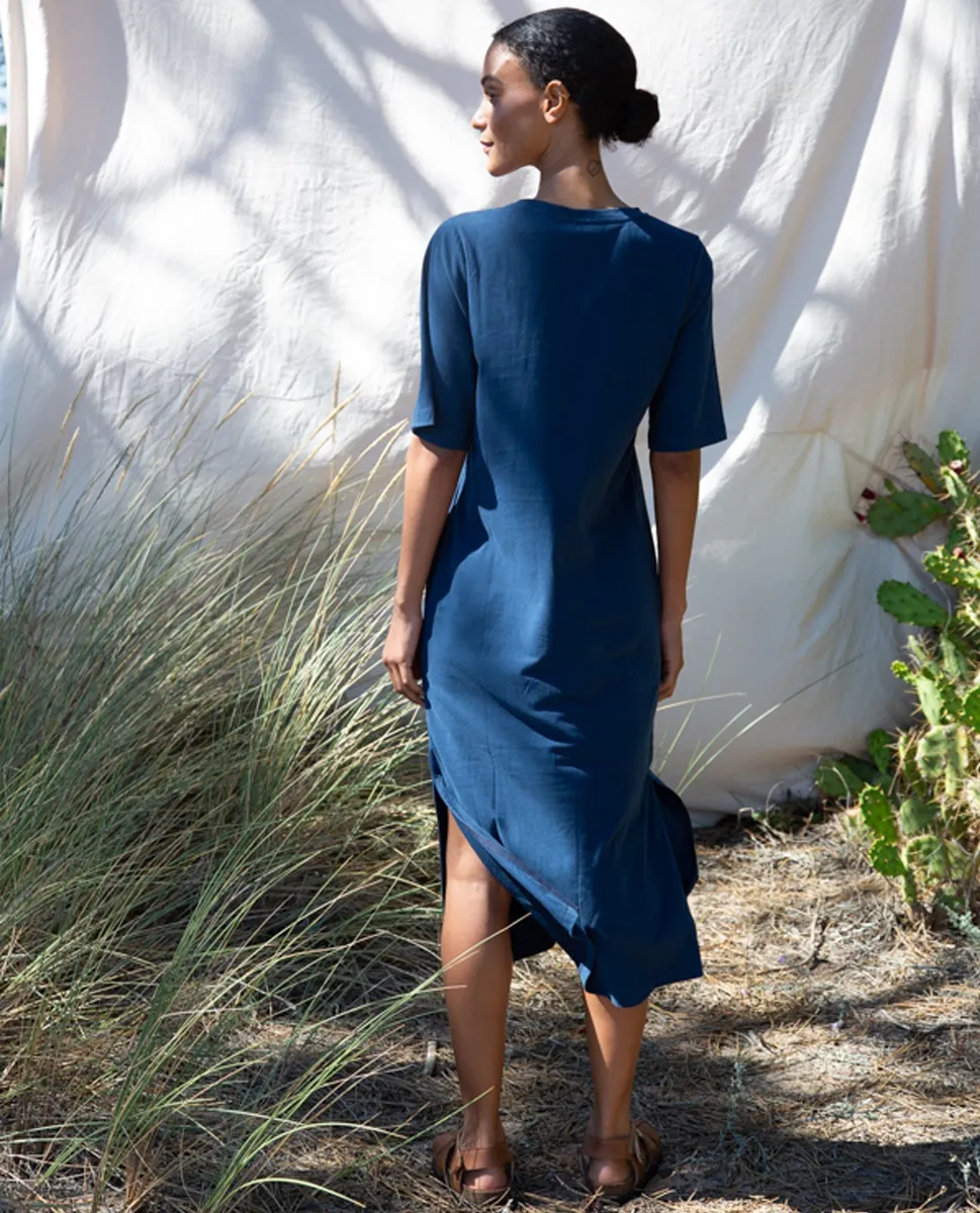 Elaine Organic Cotton Dress In Indigo 2