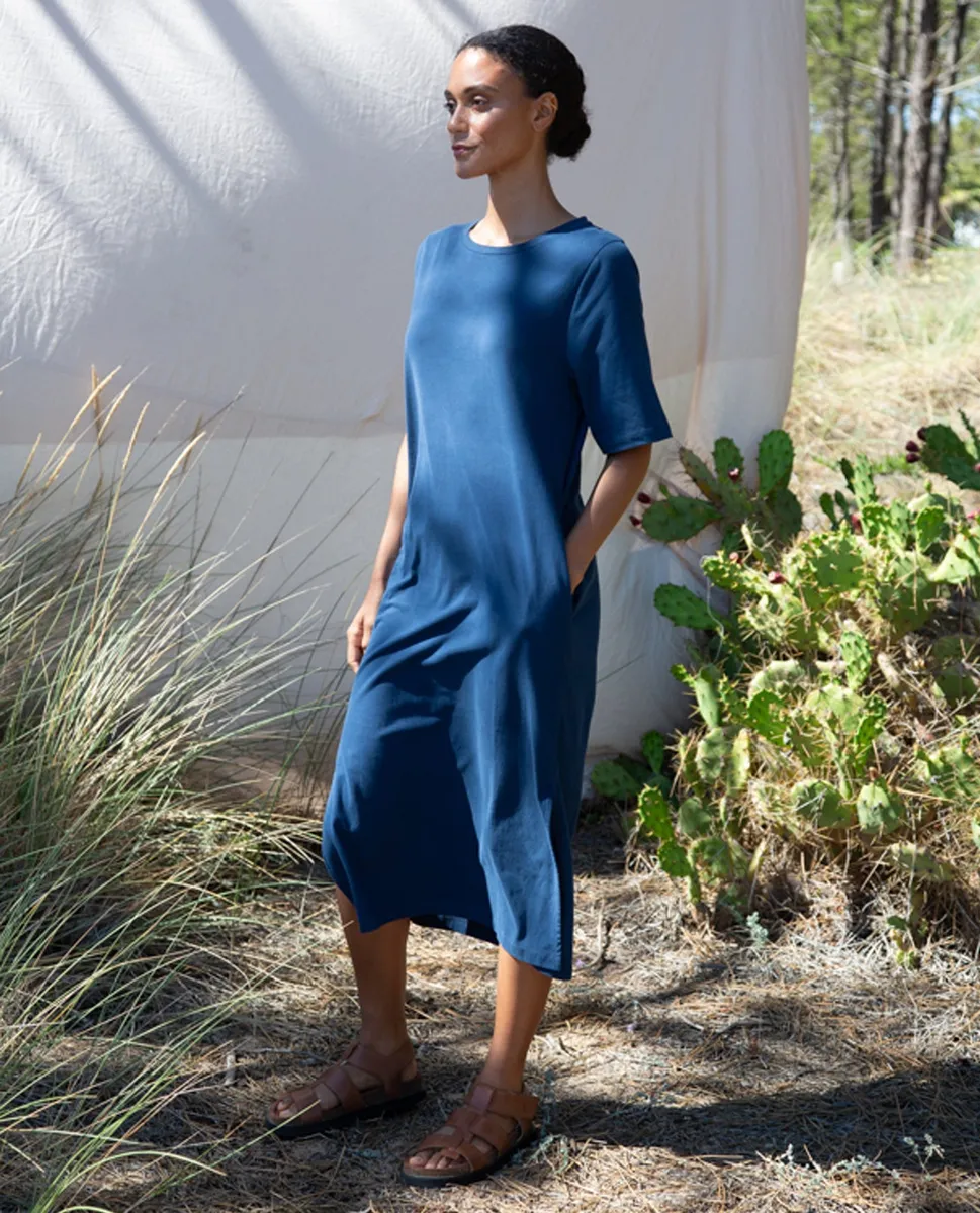 Elaine Organic Cotton Dress In Indigo 3