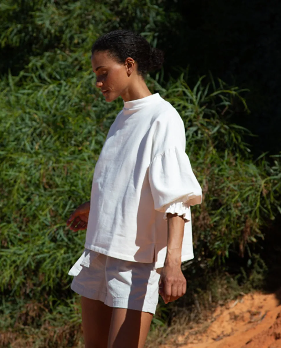 Elise Organic Cotton Sweatshirt In White 3