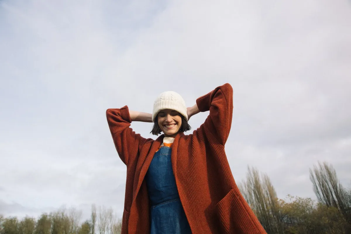 Emi Recycled Wool Cardigan in Paprika Marl 4