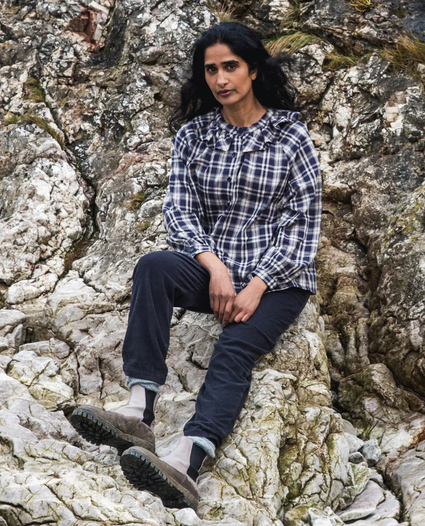 Erica Organic Cotton Cord Trousers In Charcoal 6