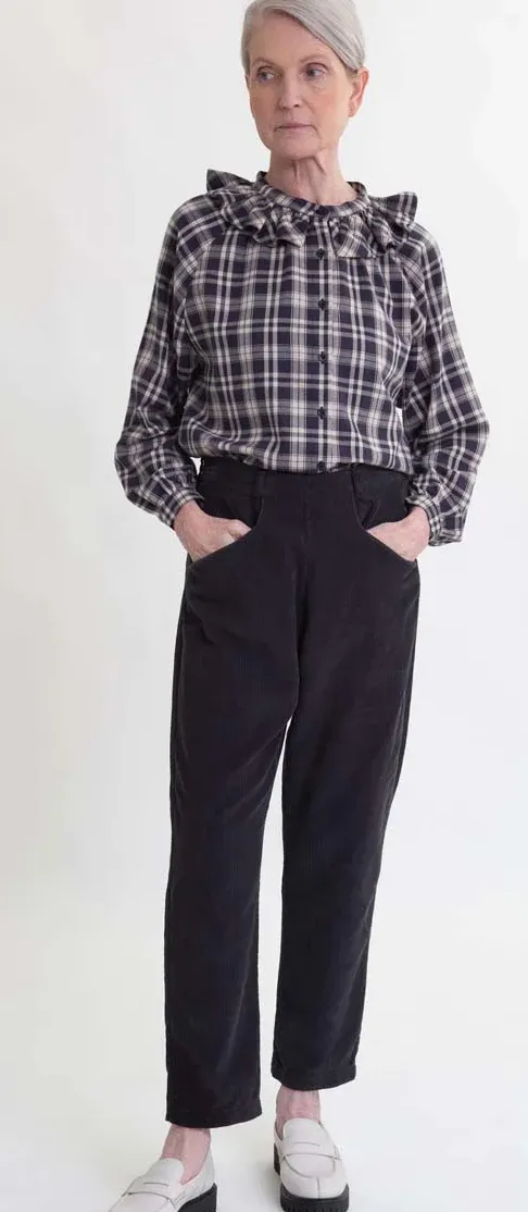 Erica Organic Cotton Cord Trousers In Charcoal 7