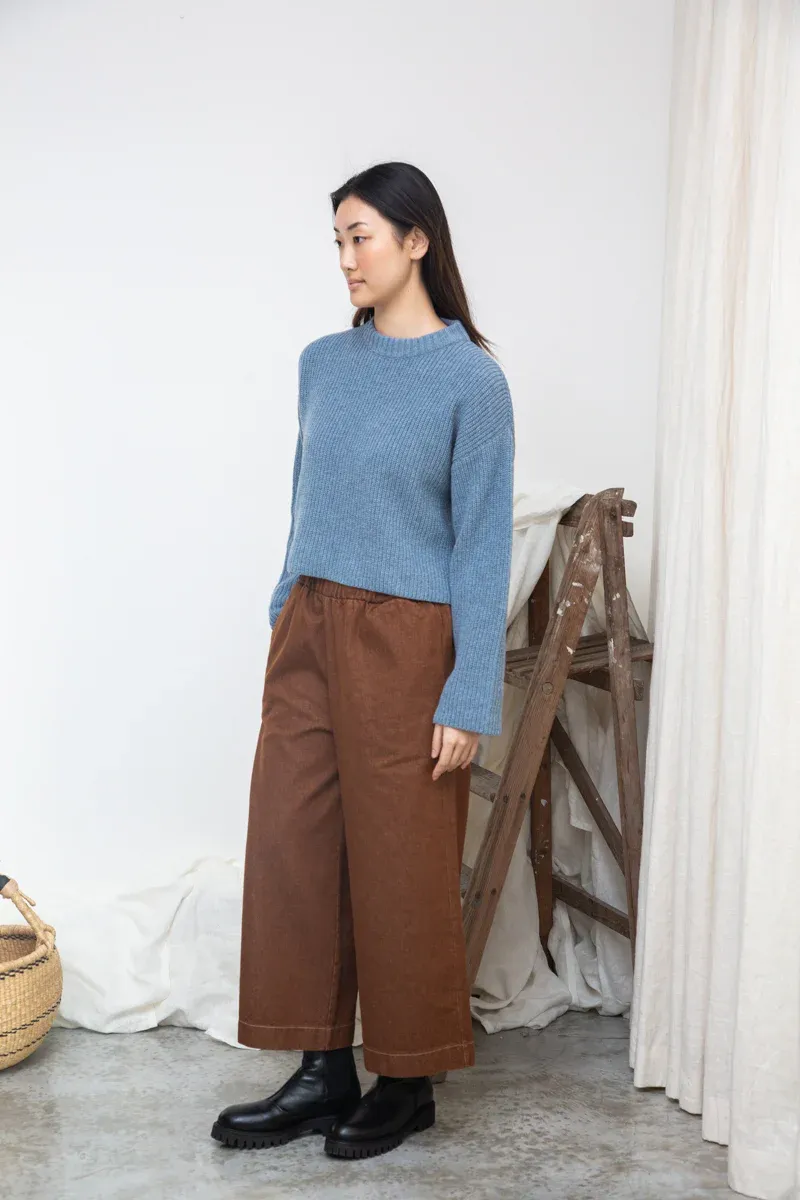 Evora-Leigh Recycled Cotton Denim Trousers in Bark Brown 3