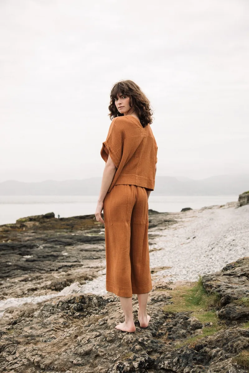 Evora Organic Cotton Trousers in Pecan by HANNAH BEAUMONT 2