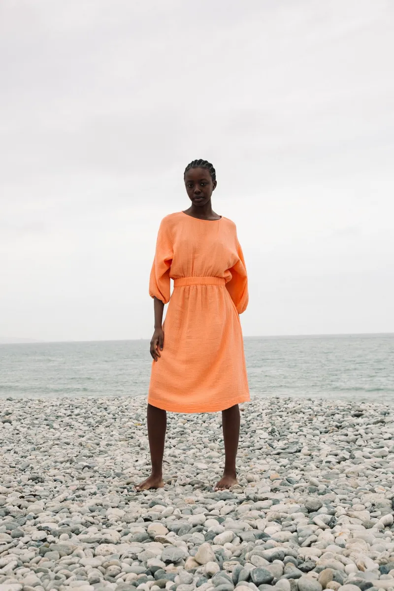 Ezili Organic Cotton Dress in Apricot by HANNAH BEAUMONT 4