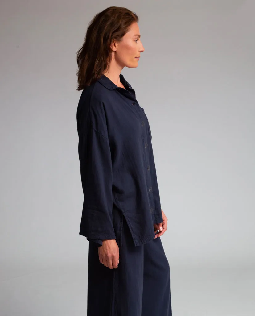 Florrie Organic Cotton Shirt In Navy 3