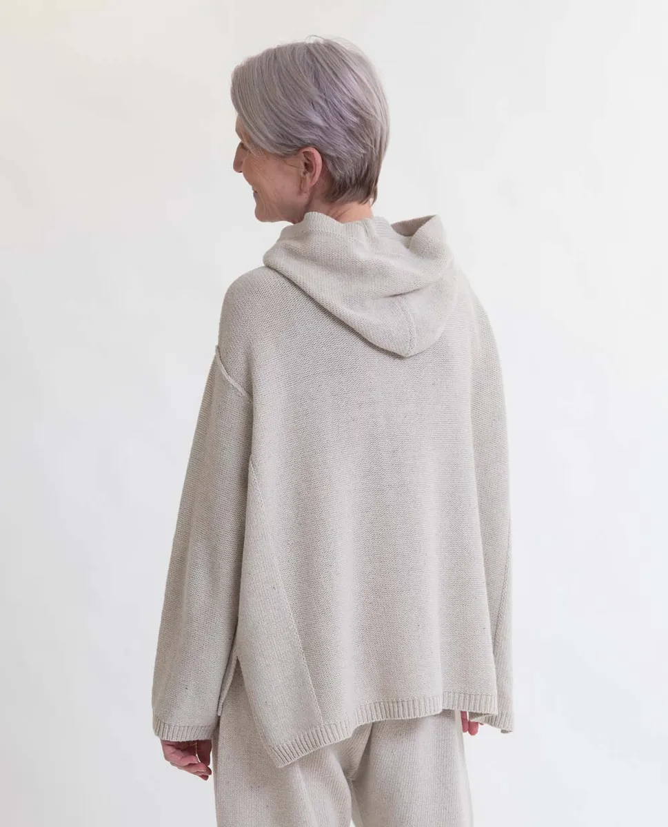 Geraldine Recycled Cotton and Wool Hoodie in Stone 3