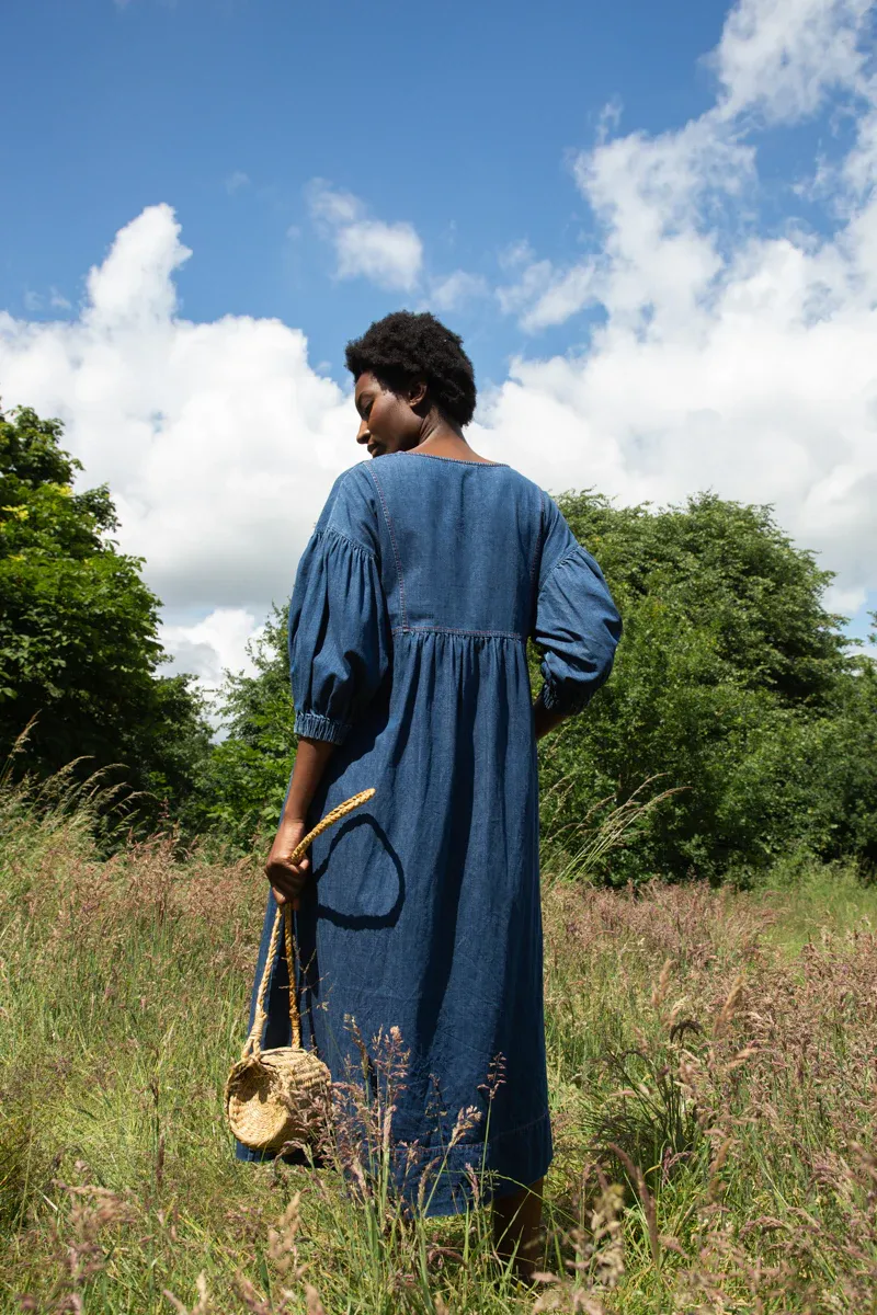 Harumi-Leigh Organic Cotton Denim Dress in Mid Blue 6