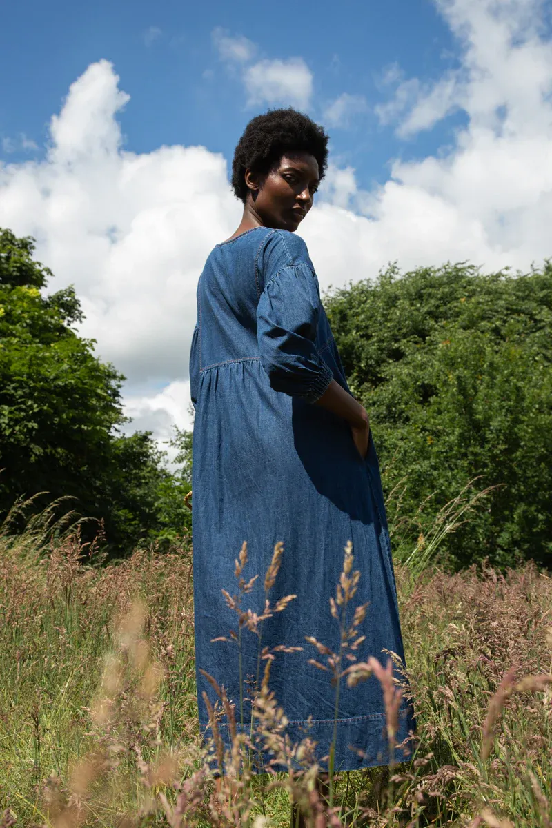 Harumi-Leigh Organic Cotton Denim Dress in Mid Blue 7