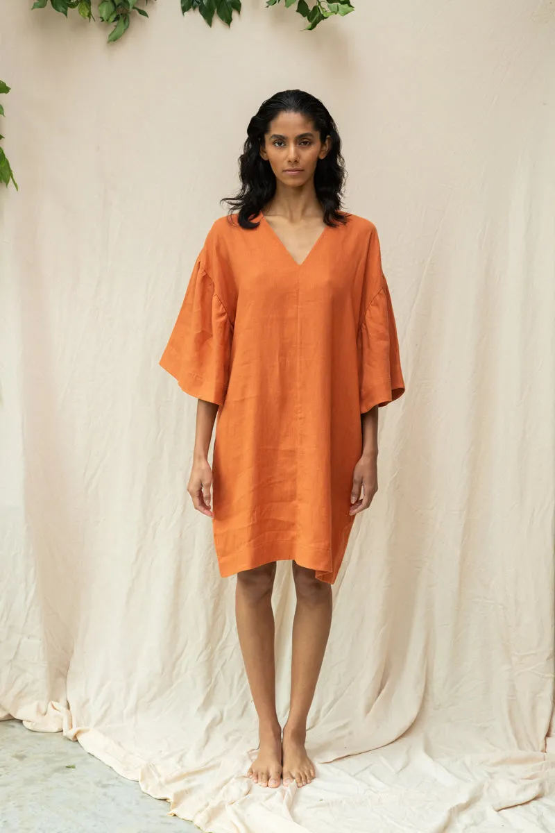Isolde-May Linen Dress in Terracotta 2
