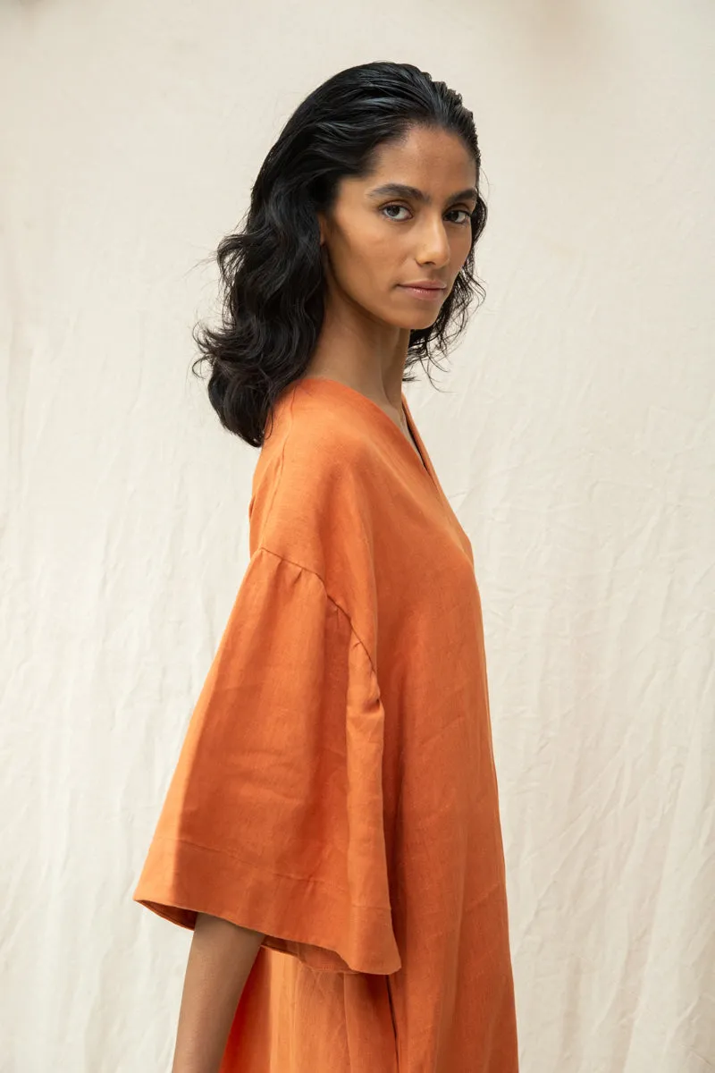 Isolde-May Linen Dress in Terracotta 3