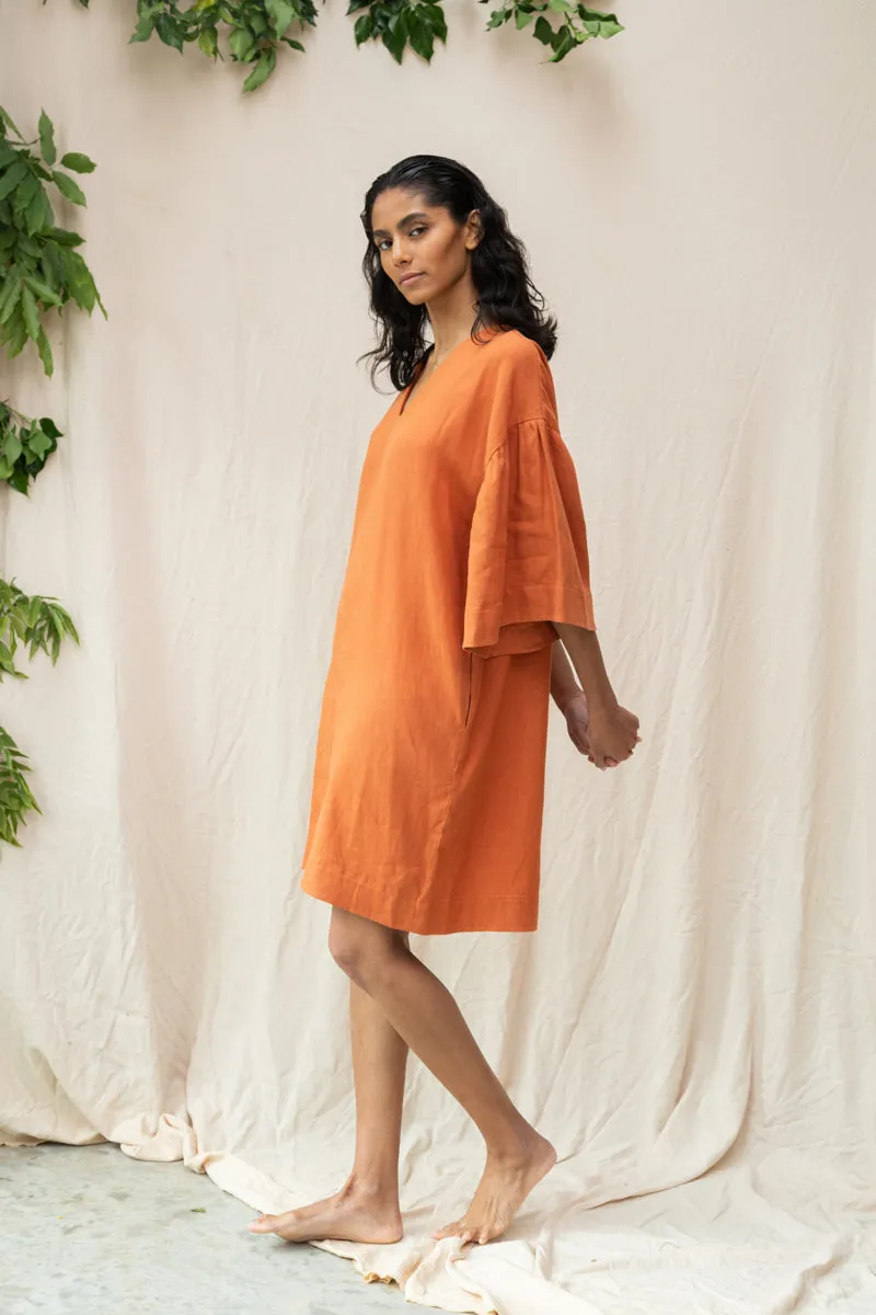 Isolde-May Linen Dress in Terracotta 4