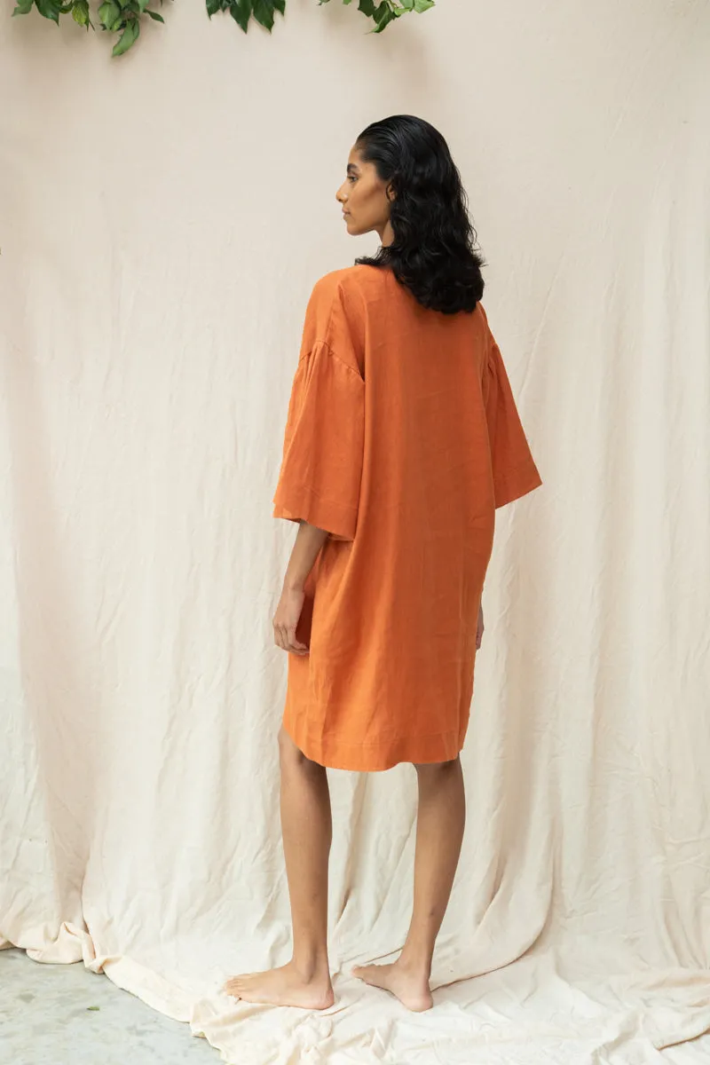 Isolde-May Linen Dress in Terracotta 5